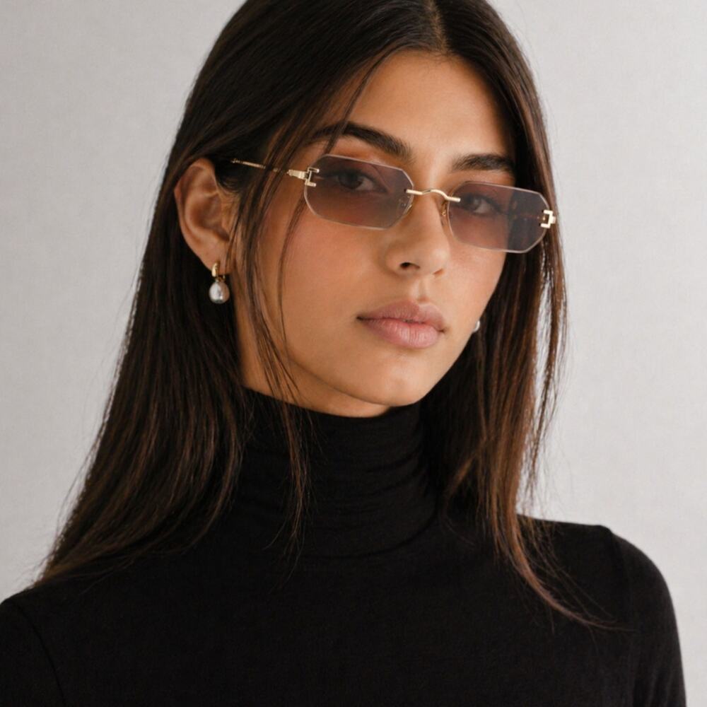 LUV LOU Mila Gold & Brown Grad Sunglasses Womens One Size Rectangle Gold-tone